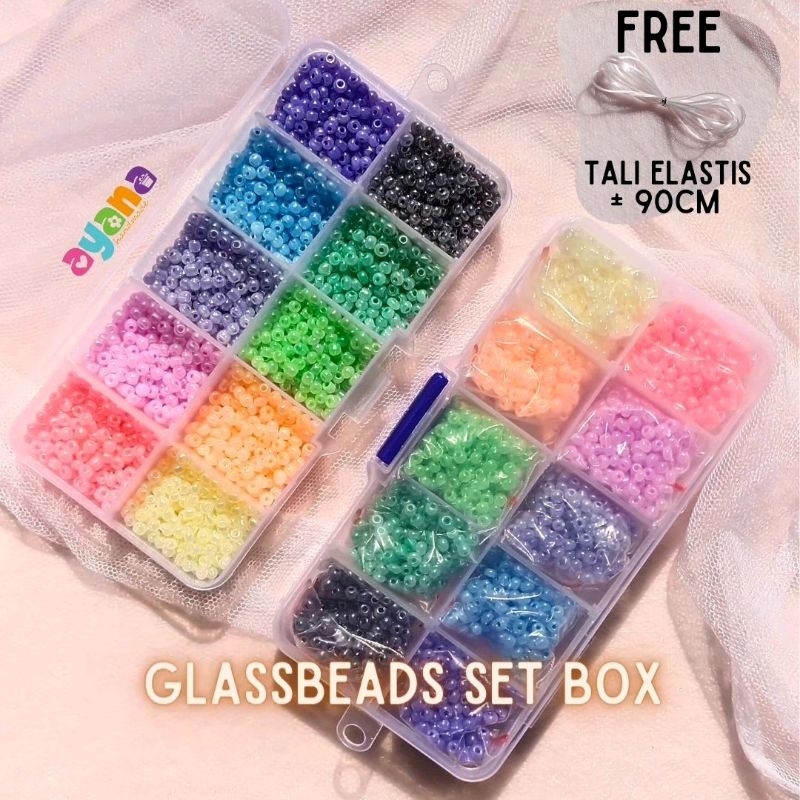 Mix Box Manik Kaca Pasir 8/0 = ±3mm glassbeads box set