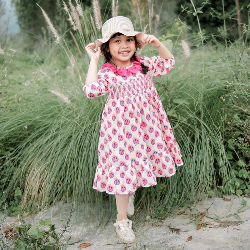 Kalunaku Floral Dress Anak 1-5thn / Dress Smocked Anak