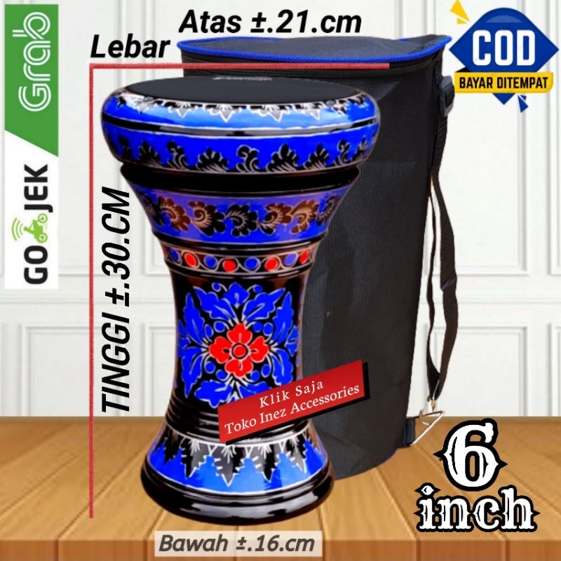 Darbuka Kayu Atau Gendang Mini 6 inch Hitam Biru Power Beat