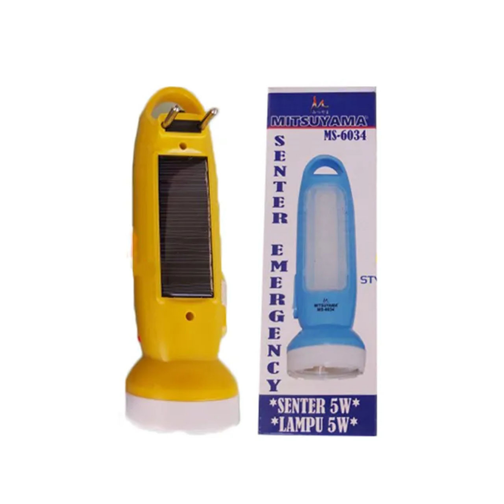 Senter Tangan Tenaga Surya - Senter LED Emergency Senter Tangan Mitsuyama MS-6034 MS6034 MS 6034