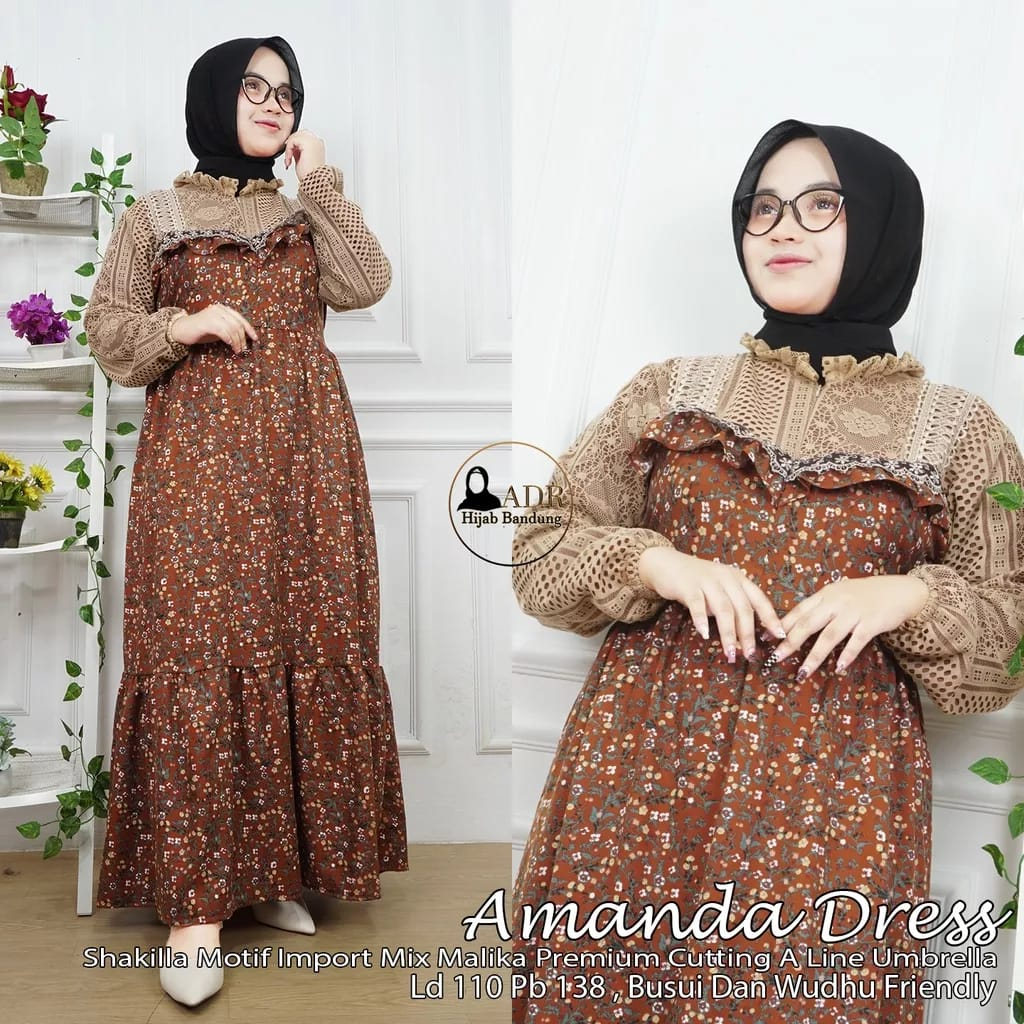 Amanda Dress gamis terbaru sakila motif premium mix burkat malika import