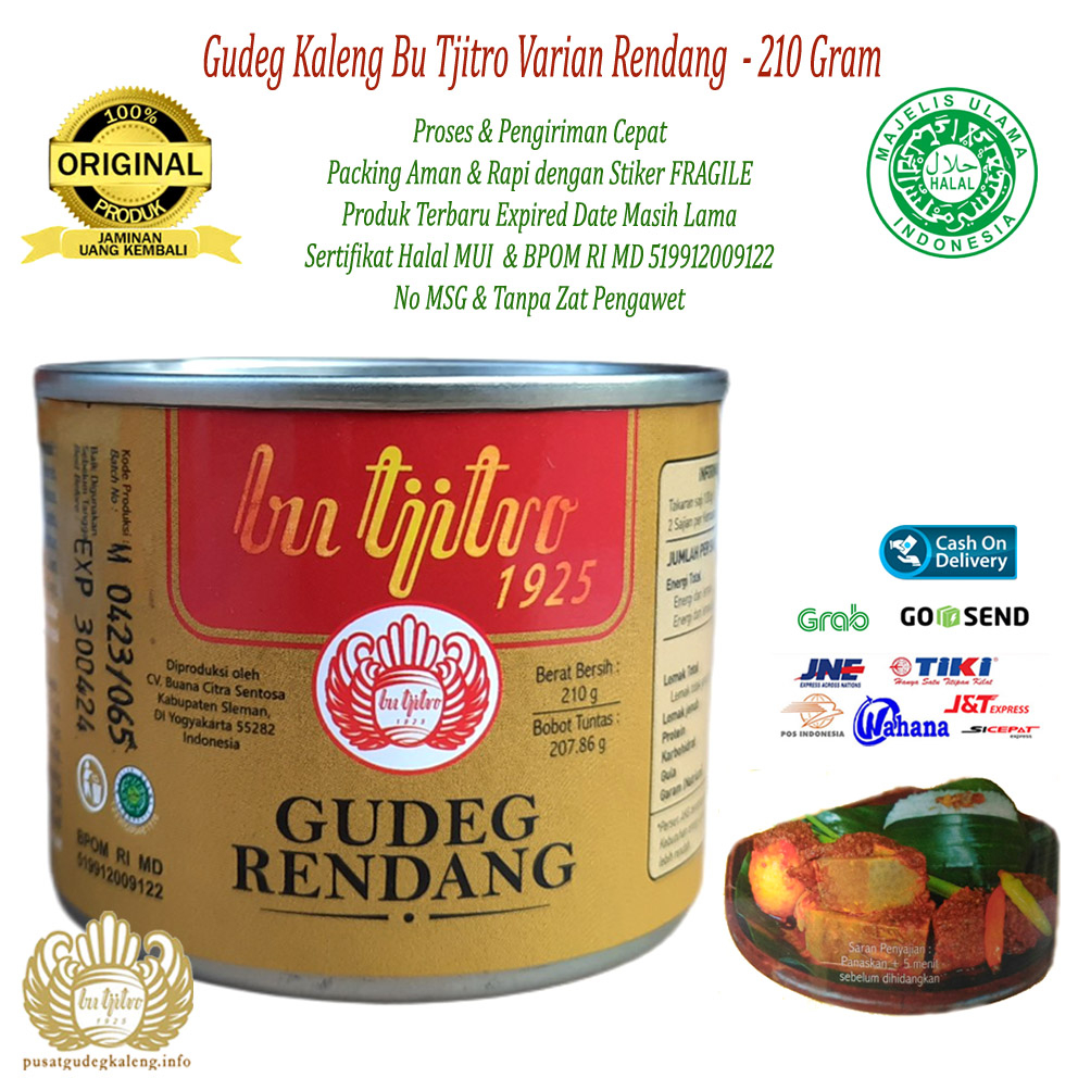 Gudeg Kaleng Bu Tijtro Varian Rendang - 210Gram Khas Jogja