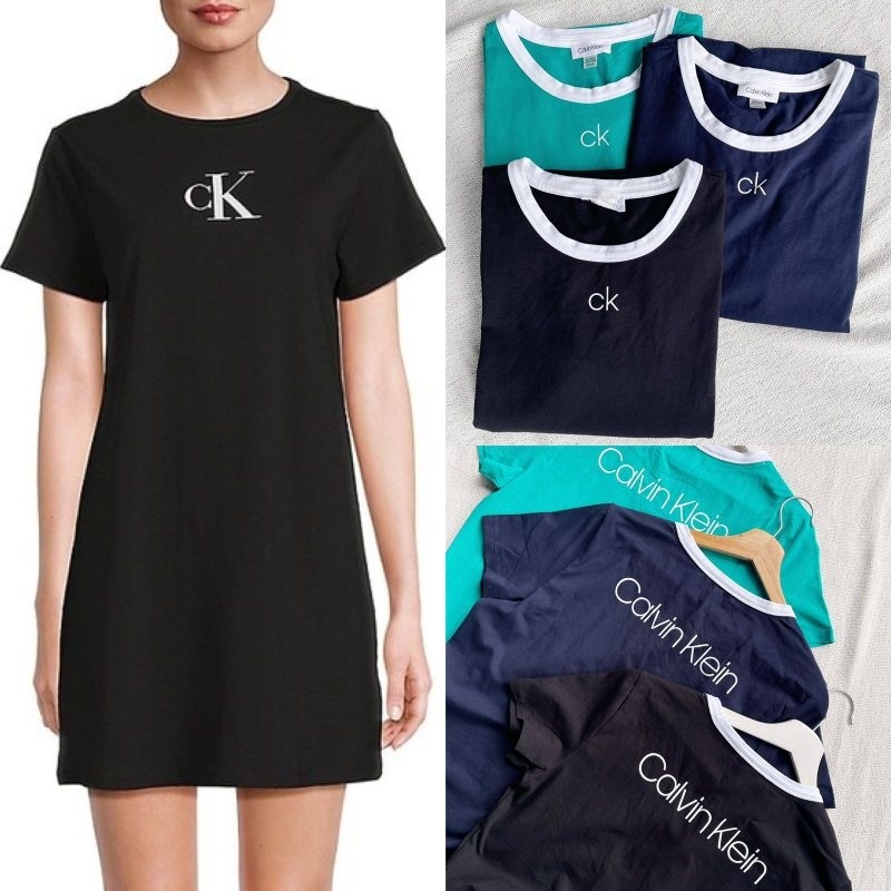 Ck logo T shirt dres (Black Navy n Tosca)