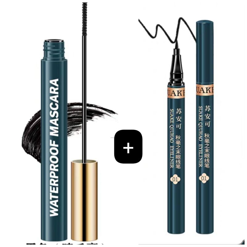 MASKARA WATERPROOF 1,5gr + EYELINER SUAKE WATERPROOF 1ml