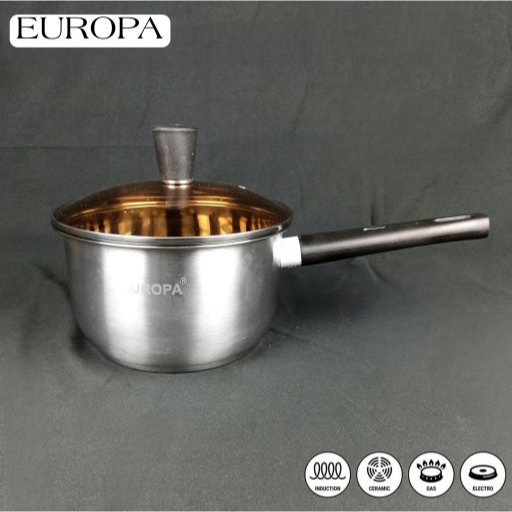 A1 Panci Saus Induksi Stainless Steel Food Grade Aman Mpasi Anti Karat Tutup Kaca