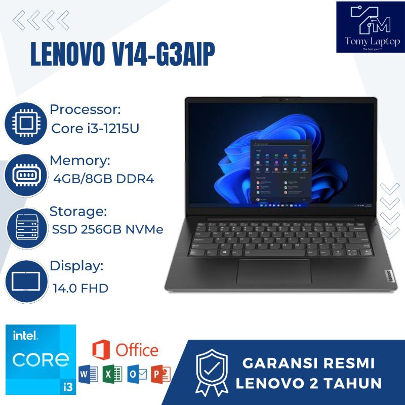 LAPTOP BARU LENOVO V14-G3AIP/CORE I3/RAM 4GB/RAM 8GB/SSD 256GB