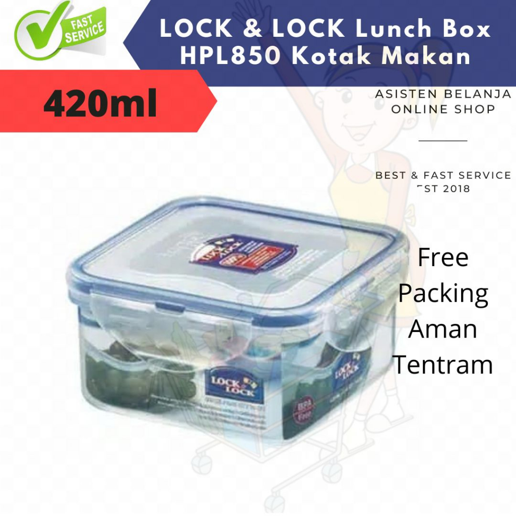 LocknLock n Lock &amp; Lock HPL850 420 ml Kotak Makan Lunch Box Square 420ml
