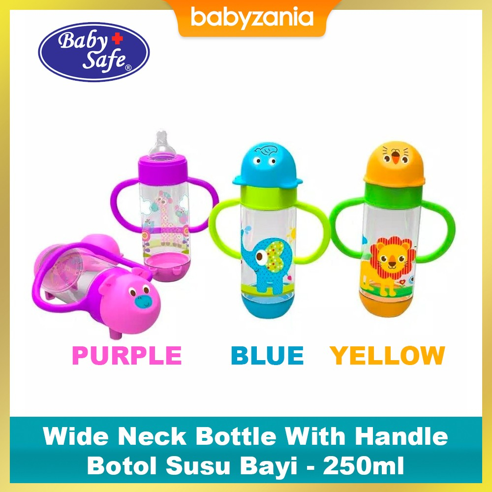 Baby Safe Wide Neck Bottle With Handle - 250ml (Tersedia Pilihan Warna)