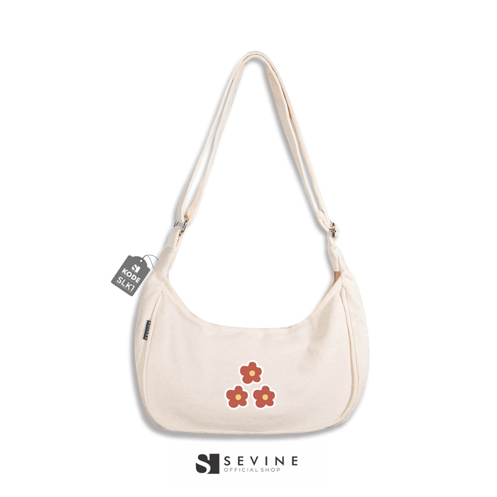 Sevine Luna Sling Bag Tas Selempang Wanita Tas Wanita Kuliah Kanvas Resleting Shoulder Bag Hand Bag - SLK