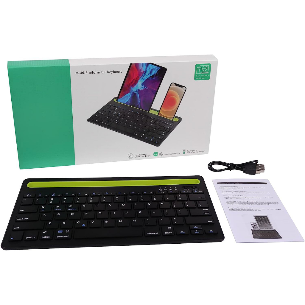 Actual 【COD】Keyboard Bluetooth Nirkabel, Keyboard Mode Ganda (Bluetooth + 2.4G), Keyboard Laptop dengan Groove, Kompatibel dengan Komputer, Mac, MacBook, Laptop, PC, iPad, Ponsel Tablet iOS/Android dengan Keypad Numerik