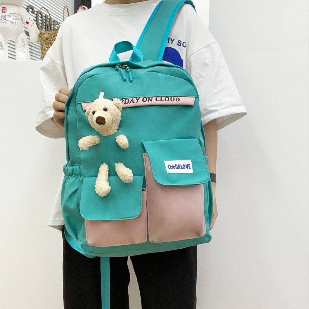 Tas Ransel Sekolah CLOUDS' LOVE 71623 Backpack Remaja Muat Laptop 16inch Bahan Anti Air WATCHKITE WKOS