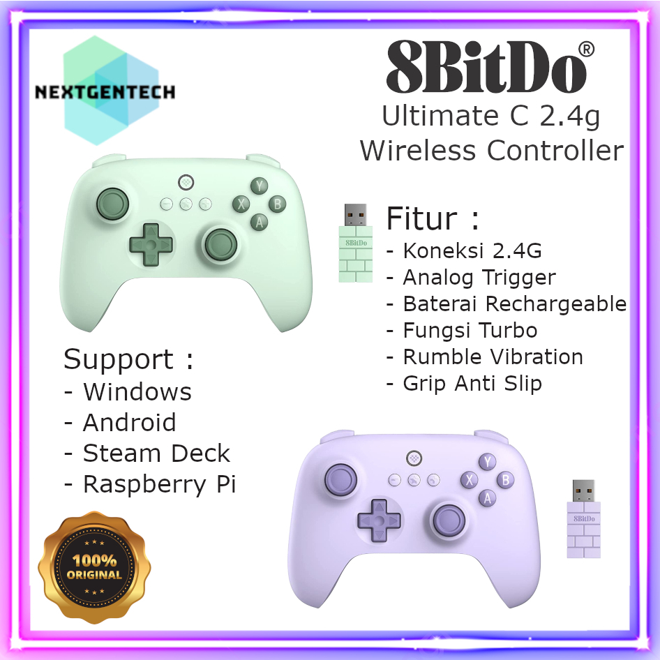 8Bitdo Ultimate C 2.4g Controller Wireless Gamepad Windows PC Steam Deck Android Raspberry Pi