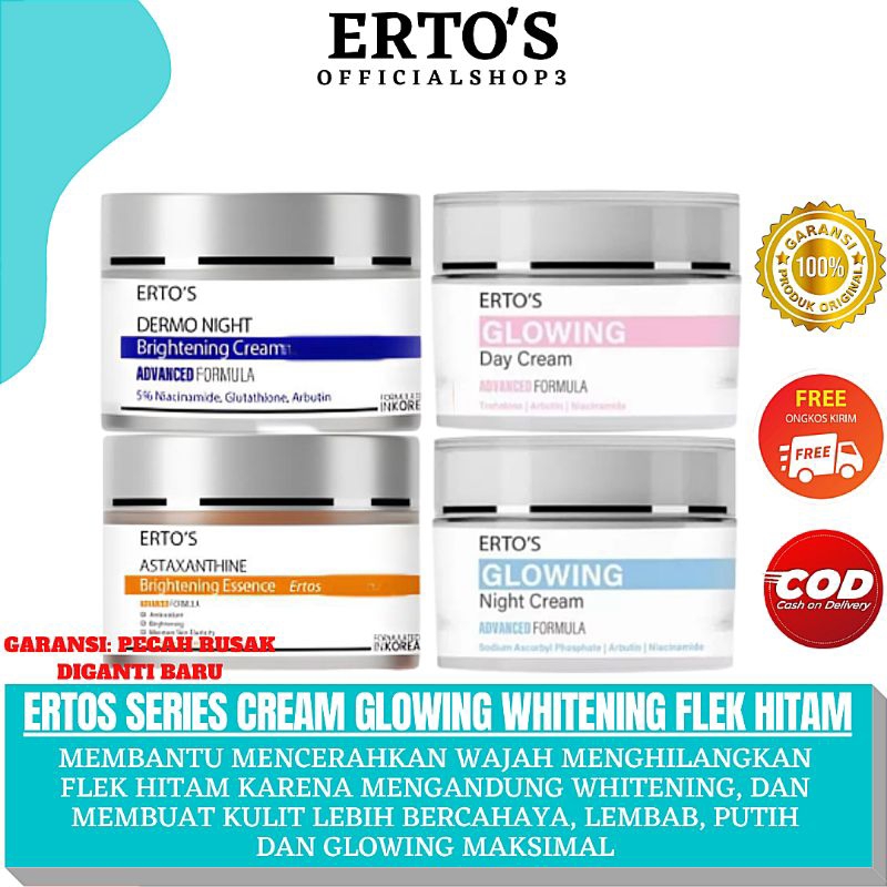 Ertos Paket Cream Glowing Krim Whitening Penghilang Dan Pencegah Flek Hitam Diwajah Ampuh