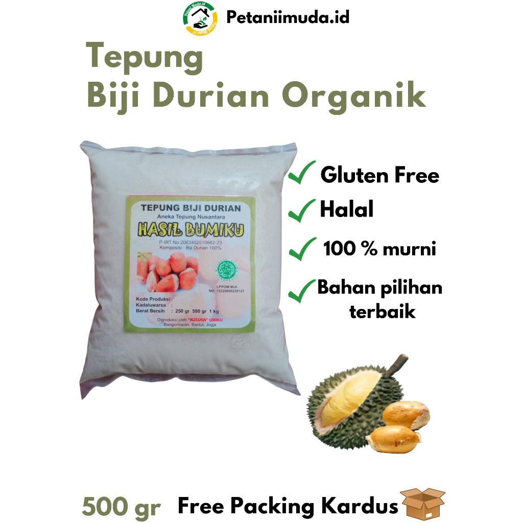 

Tepung Biji Durian Organik kemasan 500 gram