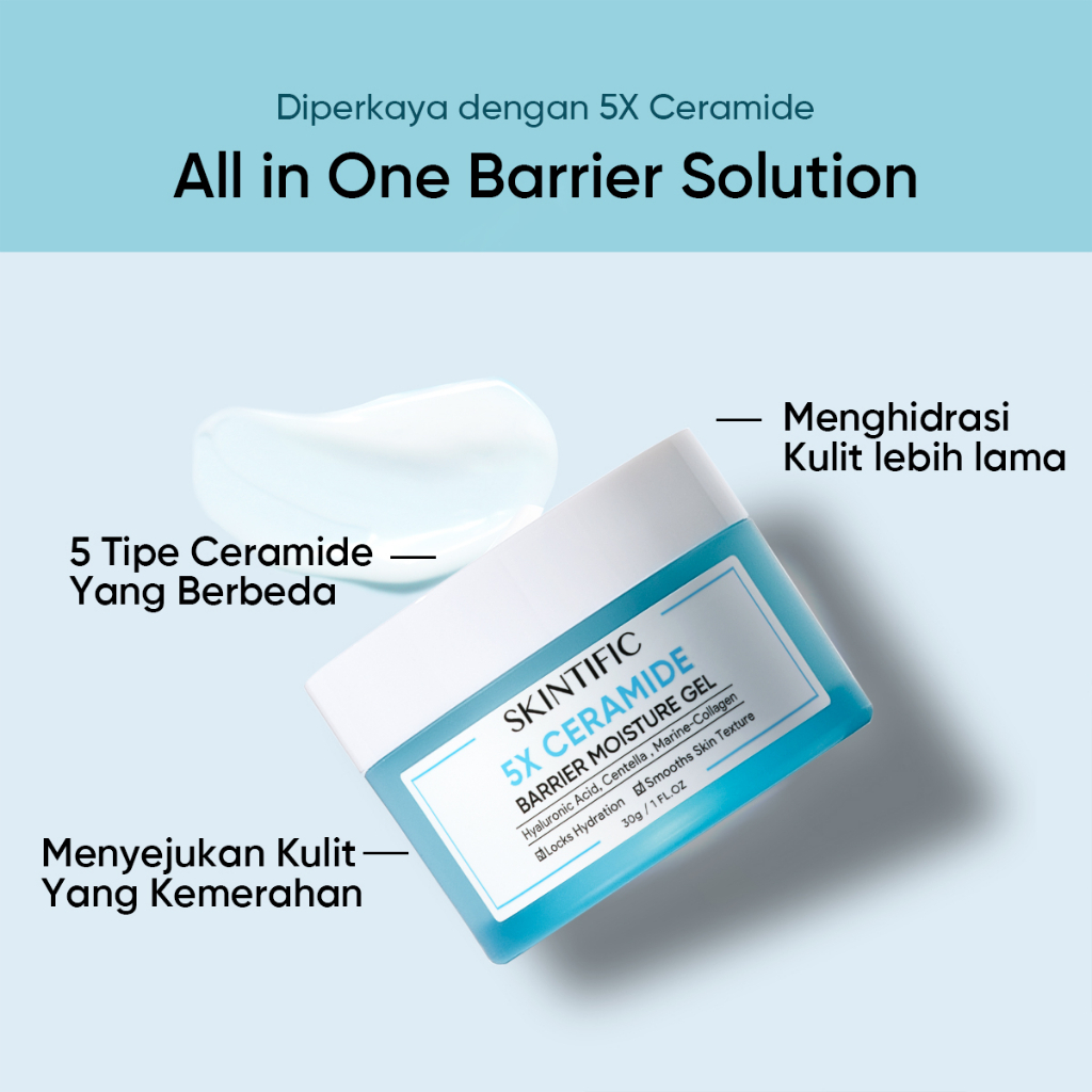 SKINTIFIC 5X Ceramide Barrier Repair | MSH Niacinamide Brightening | Truffle Biome Reborn | Panthenol Acne Calming Moisturize Gel Cream Moisturizer Pelembab Wajah 30gr 6gr BPOM