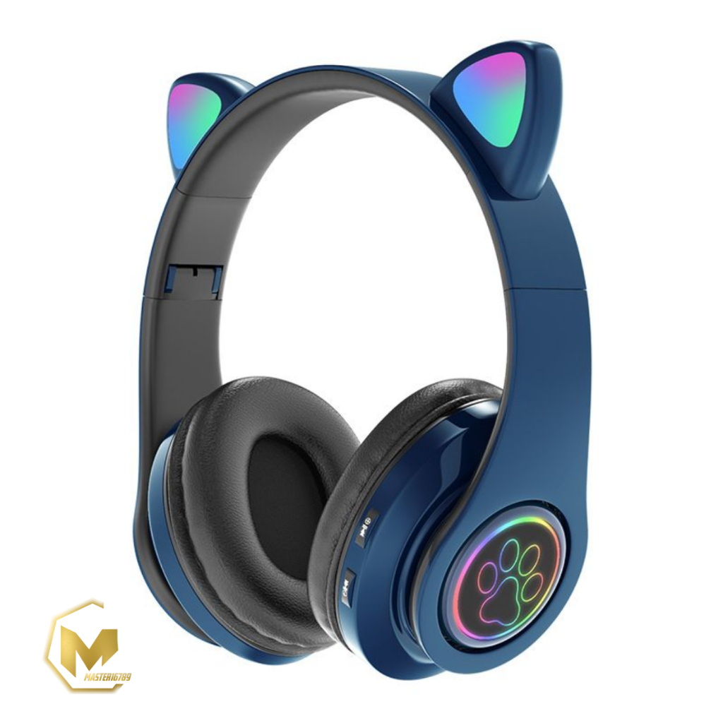 Hf bando headphone B39 STN28 Kucing Karakter LED Color Headset Gaming Bluetooth Wireless Game Headset Cat Ear LED Bando anak Perempuan Cewek Wanita Headset Led RGB Headset Komputer Headphone Laptop MA025