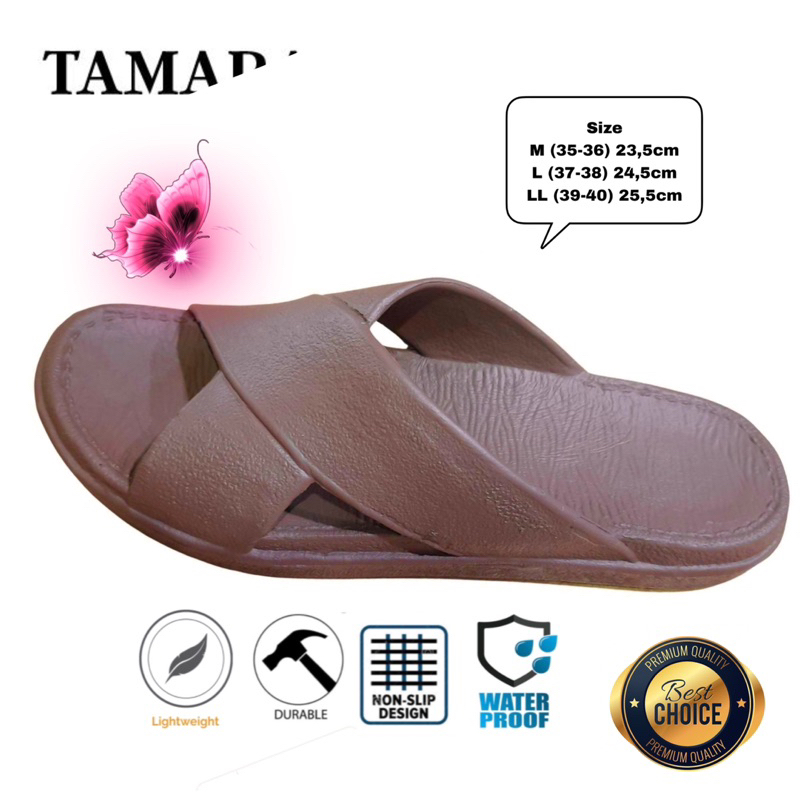 Sandal Selop Karet Casual Wanita Dewasa Remaja Anti Air Licin Slip Premium Lentur Empuk Ringan Santai Rumah Taman Kamar Mandi Indoor Outdoor Murah Promo TamaraLine 227W