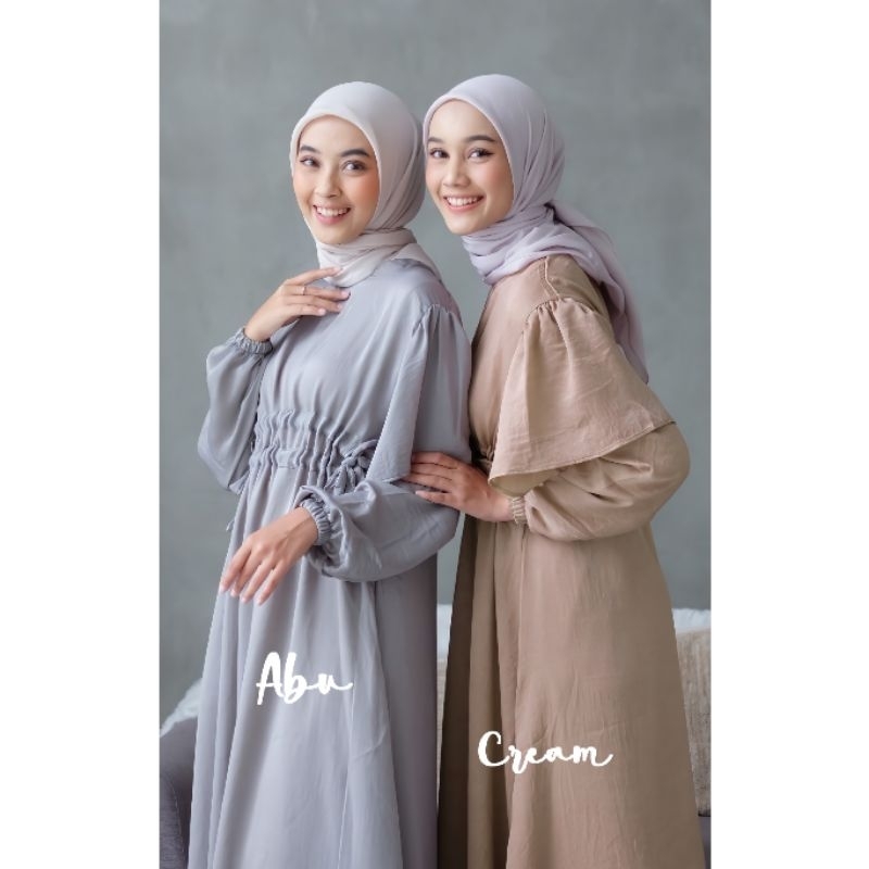 Nadin Dress Silk - Gamis Remaja Serut Party Kekinian Korean Stlye - Dress Kondangan Flowly Muslim Premium