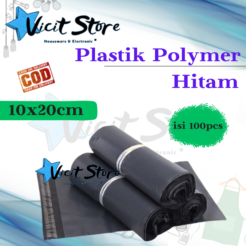 Plastik Polymer Hitam /Kantong Plastik Olshop Hitam 10x20cm isi 100pcs