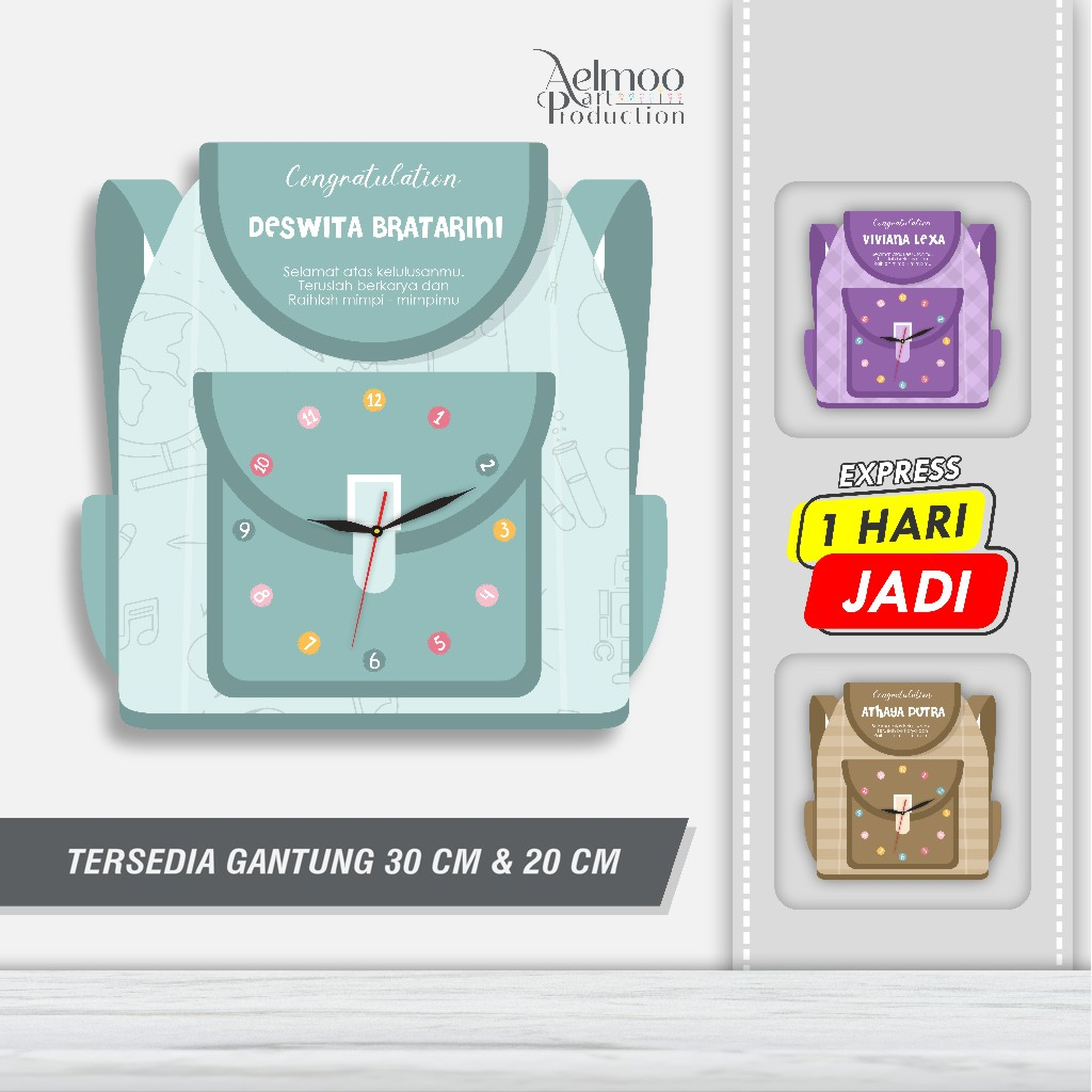 Jam Dinding Custom Kenaikan Kelas Siswa Siswi