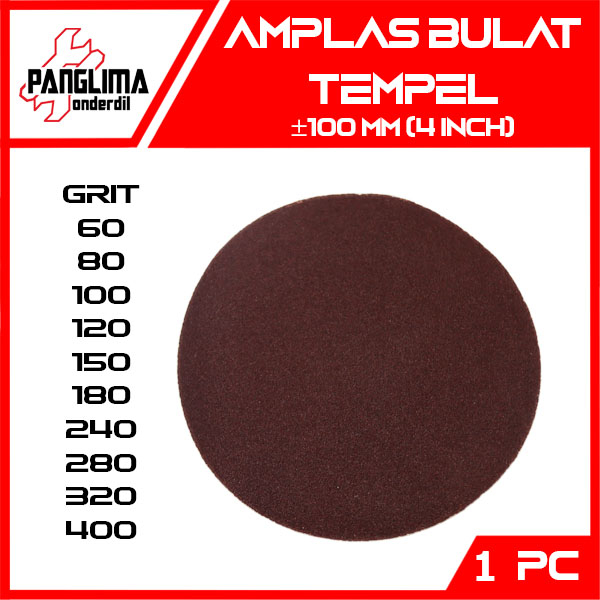 Amplas Bulat Tempel 4In-4 Inch-In-4 Grit 60 80 100 120 150 180 220 240 280 320 400 Gerinda Velc