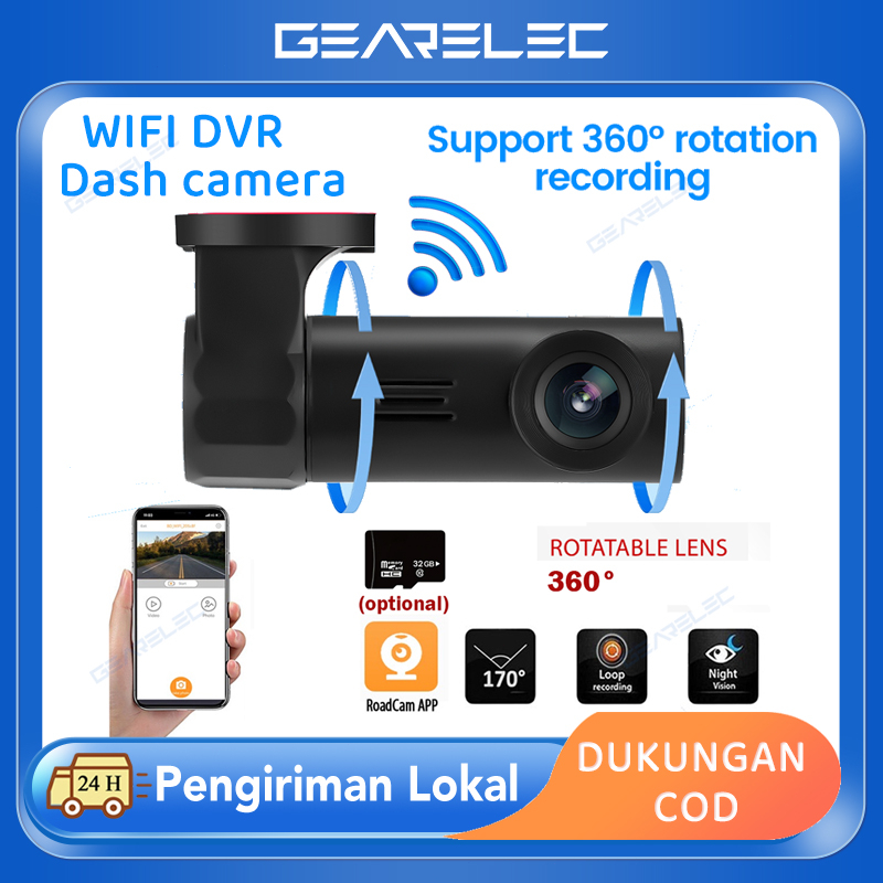 720P HD WiFi Dashcam untuk Kendaraan 360 ° Lensa Dapat Diputar Mobil DVR Kamera Dasbor dengan App Kontrol Loop Rekaman Monitor Parkir
