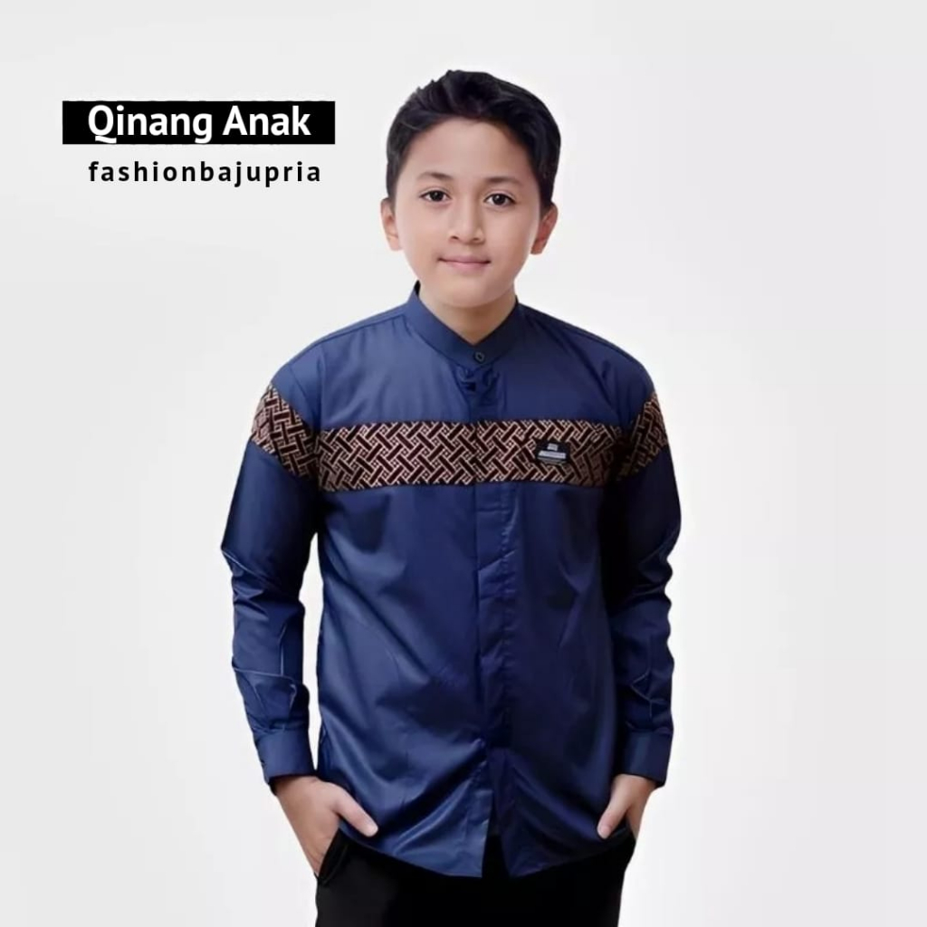 Baju Remaja Terbaru Lengan Panjang Kemeja Anak Tanggung SD /SMP Lengan Panjang Motif Polos Kombinasi