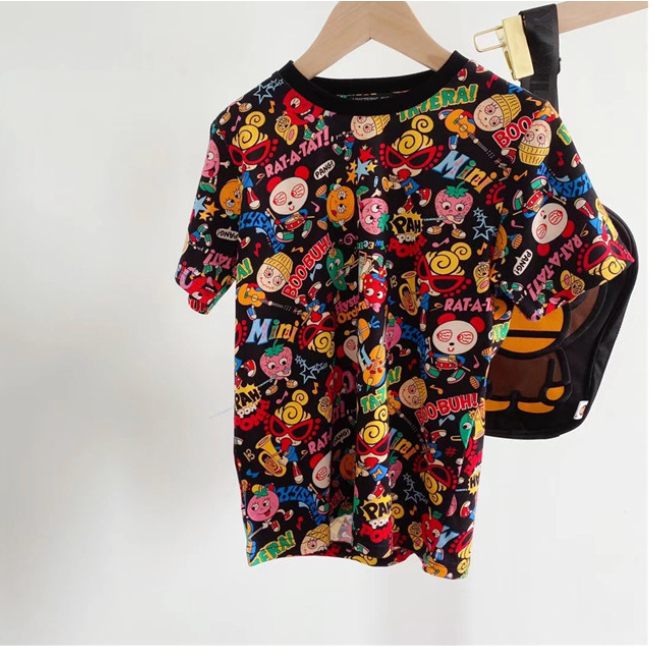 babyfit oversized t-shirt anak korean style kartun full anstrak baju oblong anak perempuan import nyl-0627