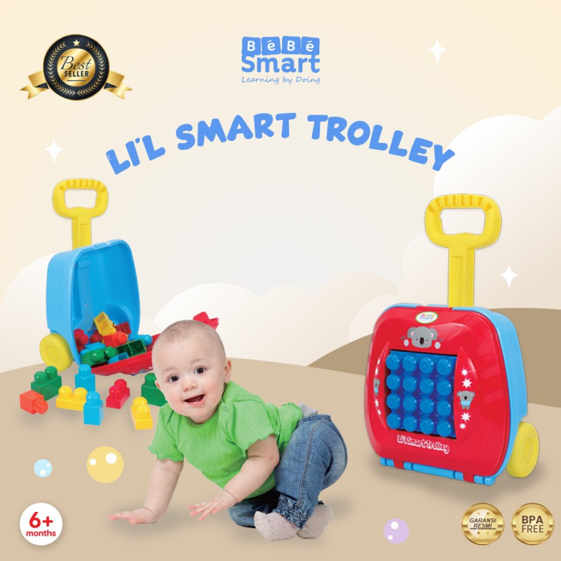 Makassar - Bebe Smart Li'l Smart Trolley - Red / Mainan Bayi Anak