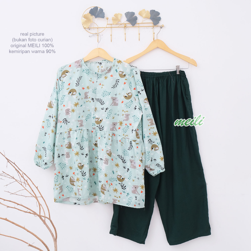 BIGSIZE | XXL 5L LD 120 140 Setelan Panjang Baju Tidur Piyama Jolly Ruffle Oneset Jumbo Rempel Rayon Super Busui Friendly Original MEILI