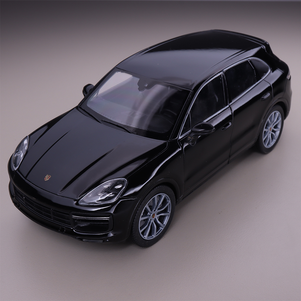Miniatur Mobil Welly Porsche Cayenne Turbo Black Diecast Skala 1:24 Mainan Koleksi