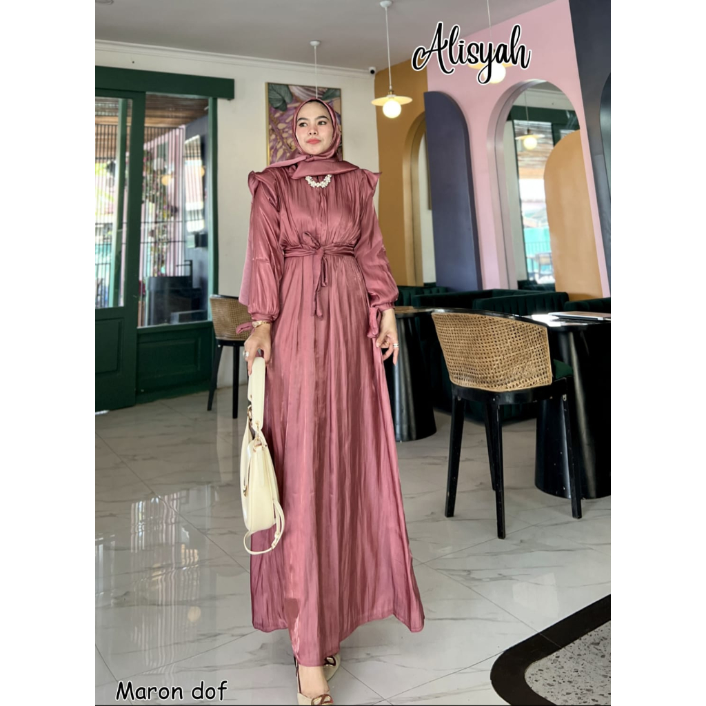 GAMIS PESTA KONDANGAN ALISYAH DRESS POLOS PESTA