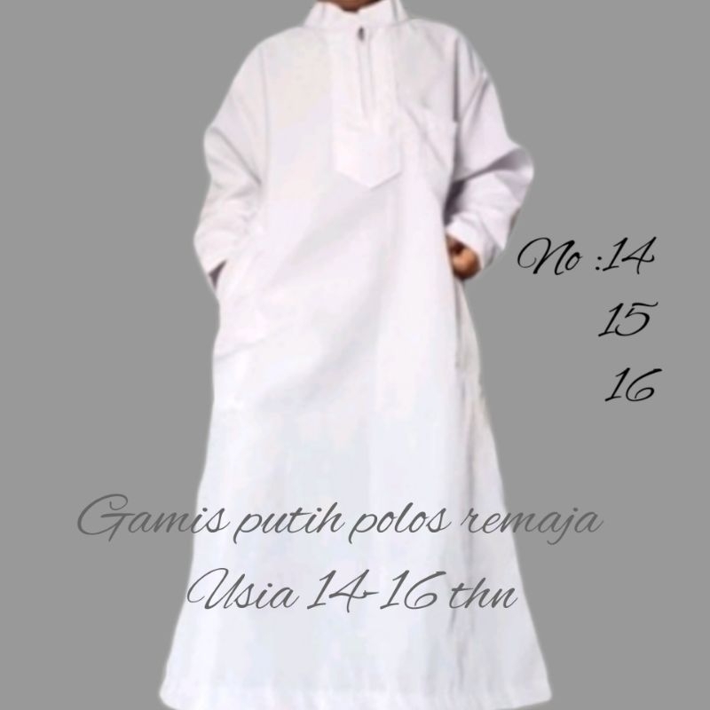 gamis putih polos remaja 14-16 thn/jubah pria remaja