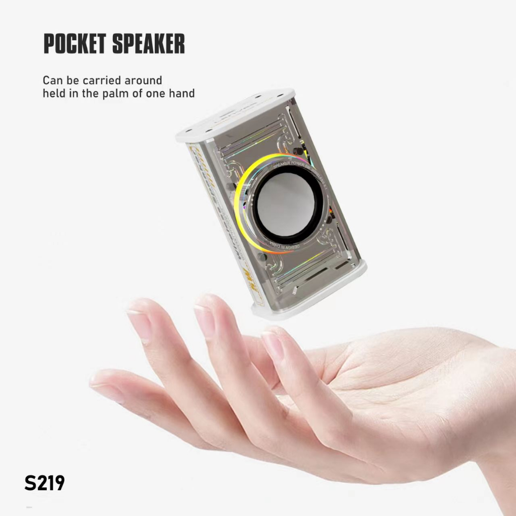 S219 Lenyes Speaker RGB Transparent 5.3 TWS Mini Hifi Stereo Portable Speaker
