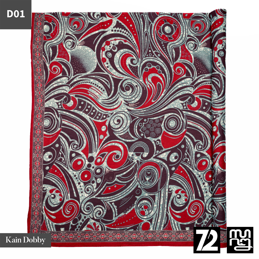 KAIN BATIK DOBBY Premium Motif Abstrak Warna Merah 723913 Cap 72