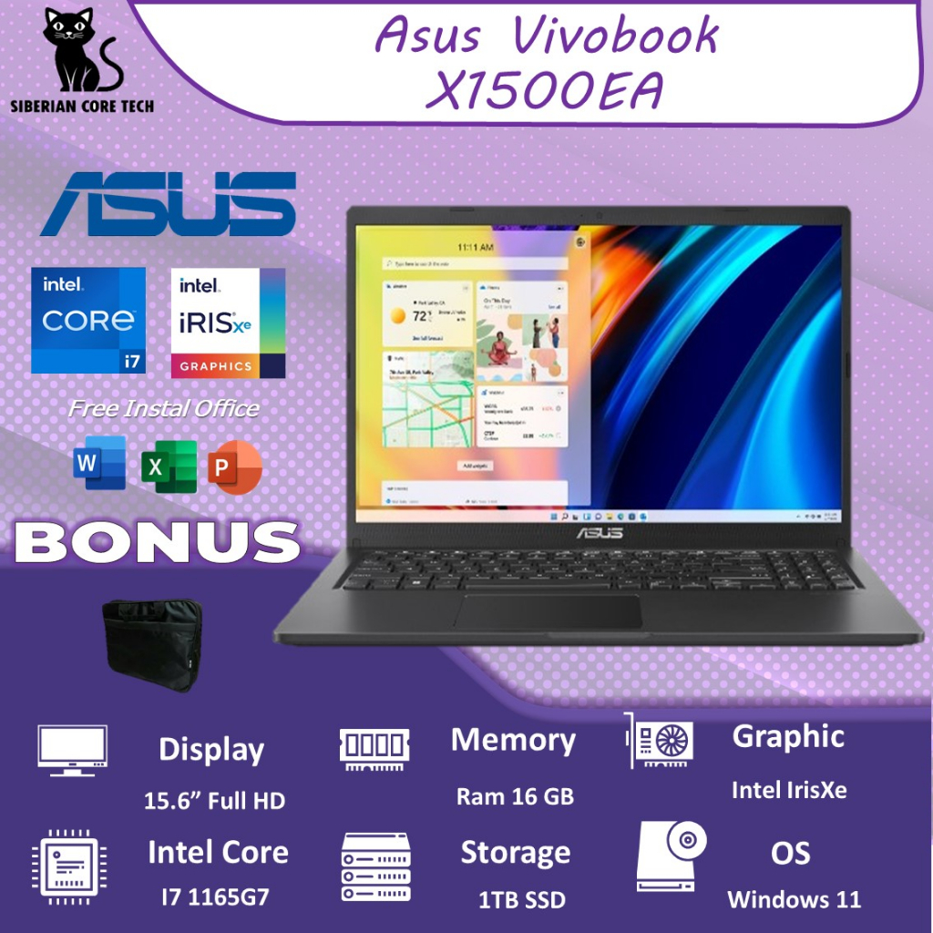 ASUS VIVOBOOK X1500EA I7 1165G7 16GB 1TBSSD W11PRE 15.6FHD