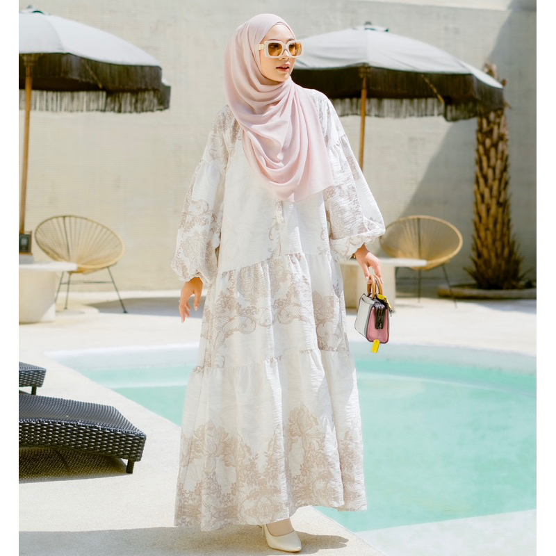FLORAL DRESS Wanita Fashion Muslim Remaja Ala Korea Busui dan Wudhu Friendly