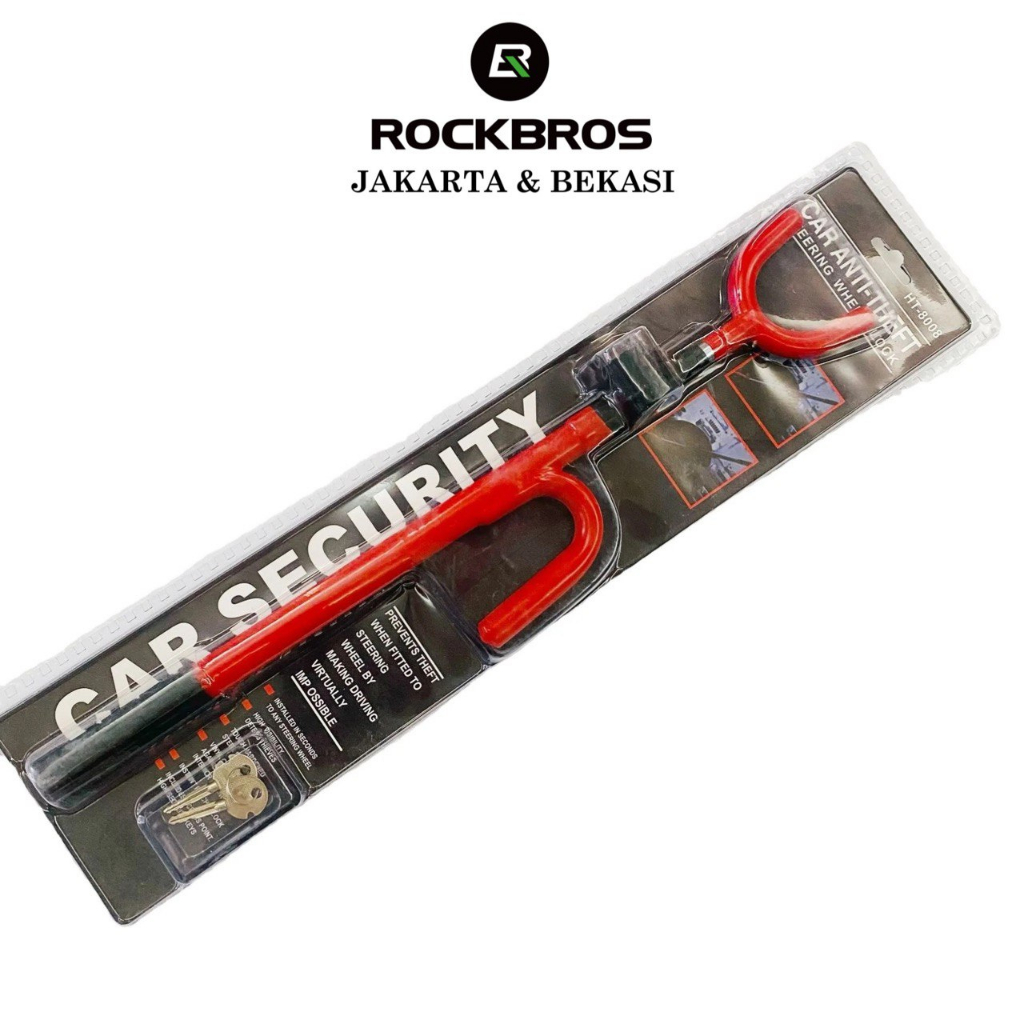 Kunci Stir Setir Stang Mobil Gembok Cagak Safety Lock Car Steer Original Besi Berkualitas Tebal  Kuat Dilapisi Karet