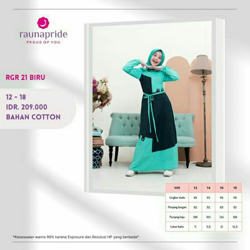 BAJU GAMIS REMAJA RGR 21 BIRU BY RAUNA
