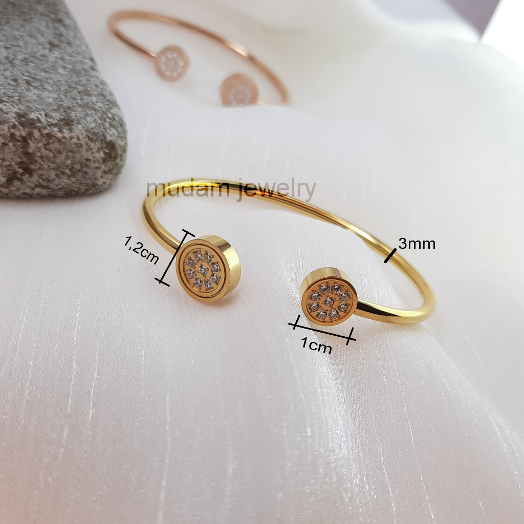 Gelang Lentur Model Gelang Kesehatan Lingkaran Mata Tanam Dan Magnet Tersedia Warna Rose Gold, Gold dan Silver