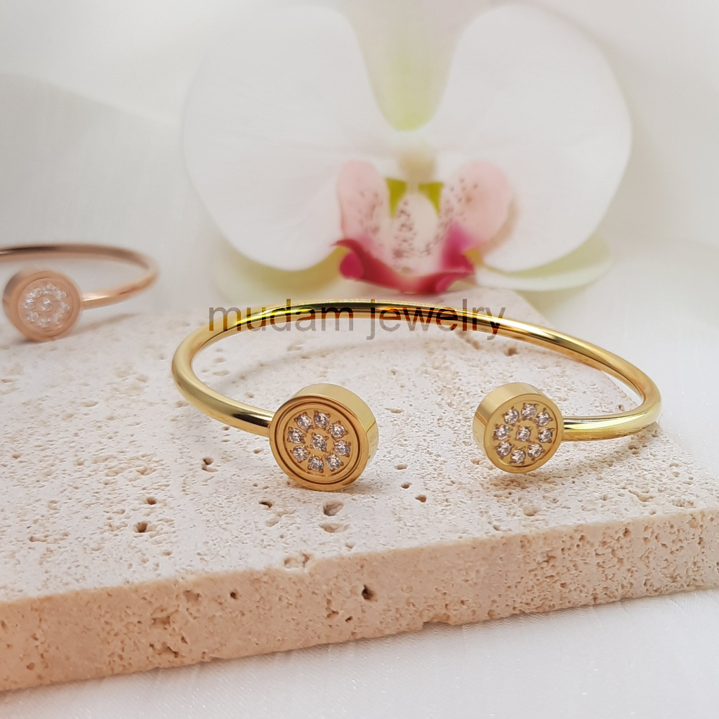 Gelang Lentur Model Gelang Kesehatan Lingkaran Mata Tanam Dan Magnet Tersedia Warna Rose Gold, Gold dan Silver