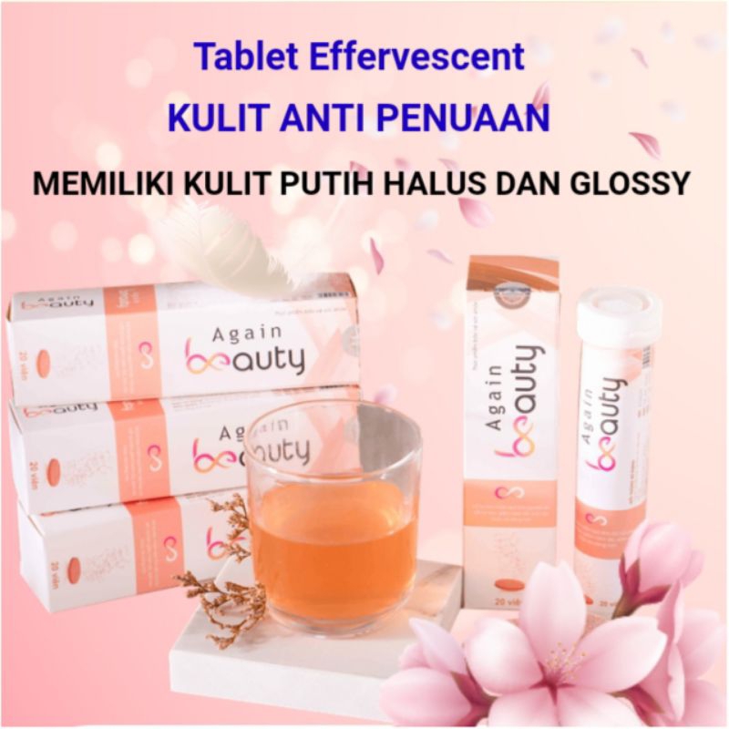 Tablet Effervescent Again Beauty Original Jepang Penghilang Melasma Pencerah Wajah Atasi Melanin 20 