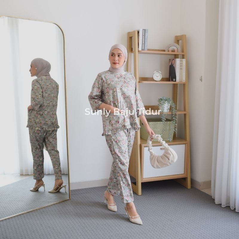 Sunly CP Polos Dan Polkadot L18 Dan L20 Baju Tidur Piyama Lengan 3/4 (Siku) Celana Panjang