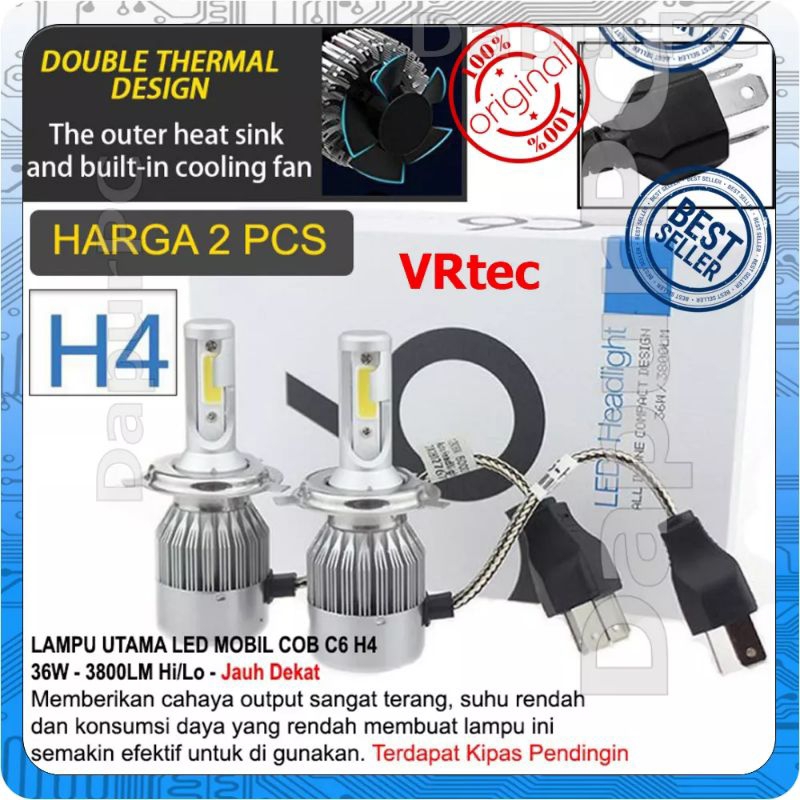 2pcs Lampu Led Mobil C6 H4 H11 H3 H7 H1 HB3 HB4 Plug N Play