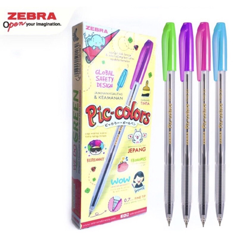 

BULPEN/BULPOINT ZEBRA PIC COLORS HITAM(1pak isi 12biji)