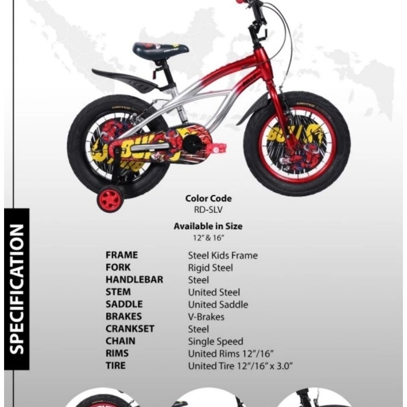 Sepeda Anak BMX 12 inch United Bulls Ban Jumbo