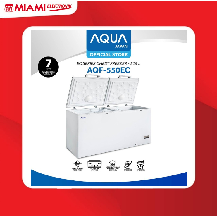 AQUA AQF-550EC / AQF550EC Chest Freezer 519 Liter 240 Watt PCM Garansi Resmi