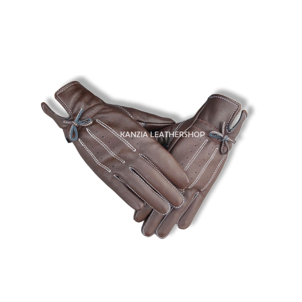Sarung Tangan Kulit Wanita Kanzia Leathershop Model Tali Sepatu