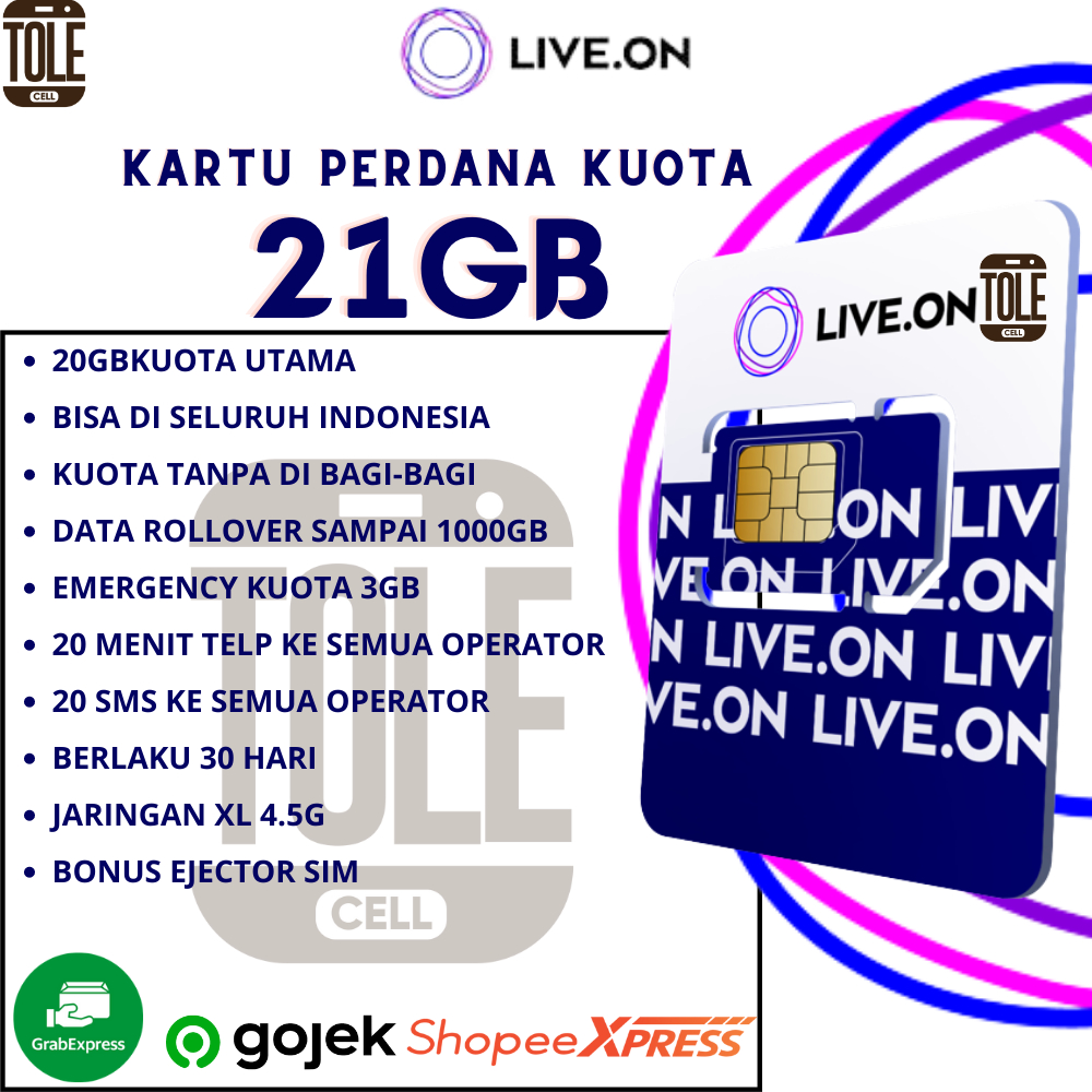 Kartu Perdana Live On 200GB / 100GB / 50GB / 25GB / 20GB / 15GB / 10GB / 7GB Nomor Kuota Data Internet Besar dan Murah  Jarirngan XL Axiata 4.5G