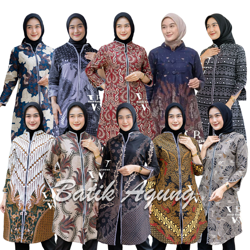 Baju Batik Tunik Muslim Wanita Modern Cantik / Atasan Batik Kerja Kondangan Pesta Wanita Kekinian